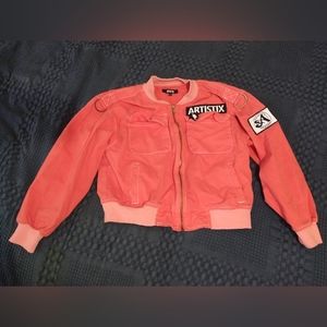 Artistix Contrast Stitch Bomber Jacket in Orange sz S